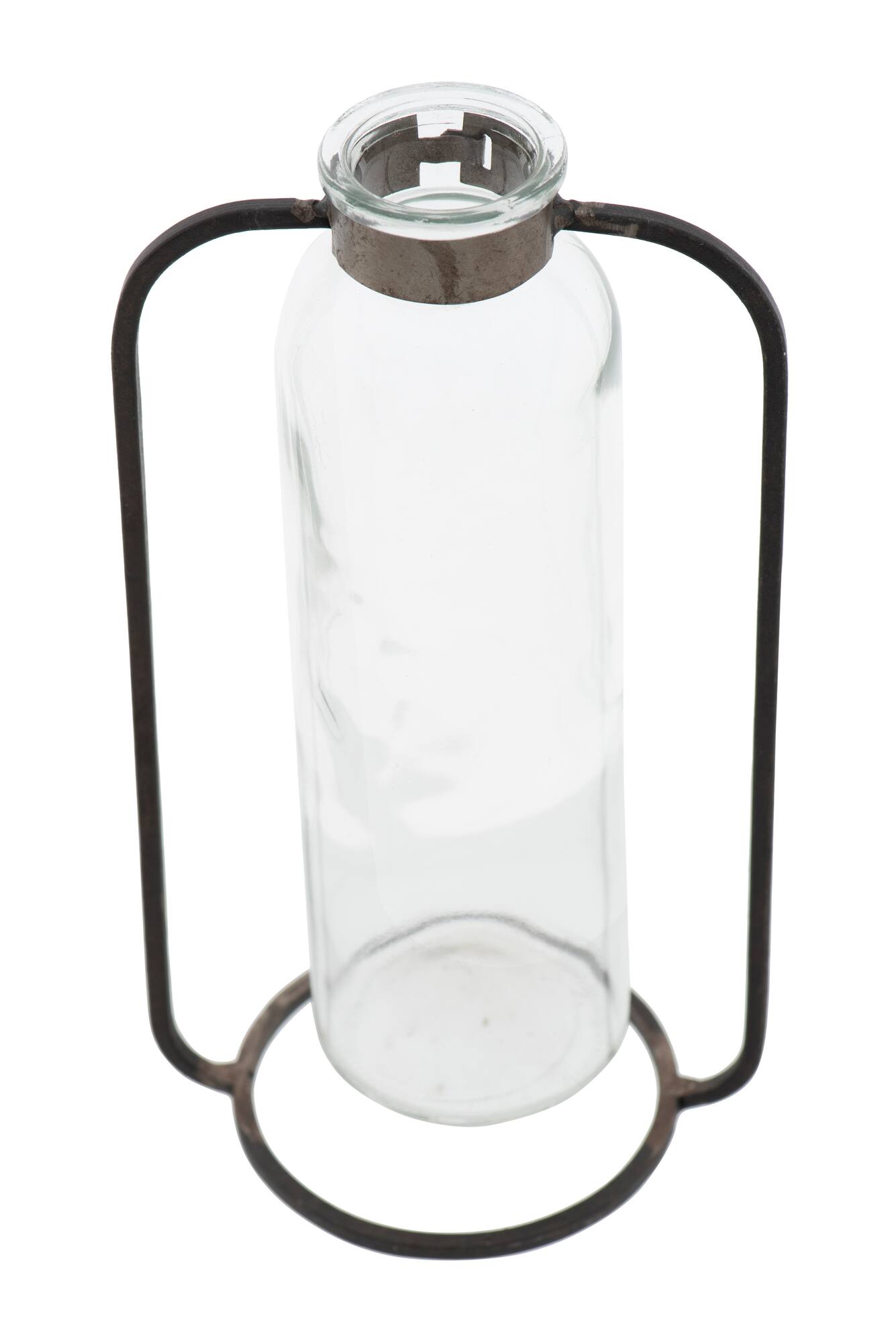 Hello Honey® 8.5" Clear Glass Vase in Black Metal Stand